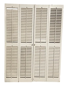 Vintage Bi fold Interior 28” x 36” Wood Window Plantation White Shutters Old - Picture 1 of 3