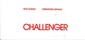 1972 72 DODGE CHALLENGER OWNER'S MANUAL - Picture 1 of 1