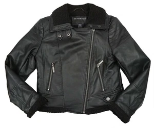 BERNARDO Girls 10-12 Faux Leather Shearling Lined Moto Biker Jacket - Picture 1 of 2