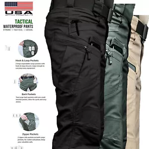 Men's Work Cargo Pants Tactical Combat Pants Outdoor Hiking Waterproof Trousers - Picture 1 of 28