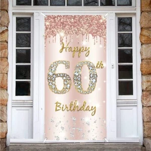 60. Geburtstag Deko für Frauen Happy 60. Geburtstag Hintergrund Banner Roseg... - Bild 1 von 1