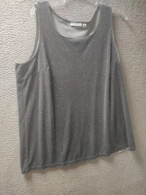 Susan Graver Womens 1XL Gray Velvet Polka Dot Sequin Embellished Blouse Top - Image 1 of 4