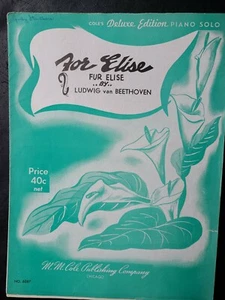 Vintage Sheet music Fur Elise Cole's deluxe edition piano solo - Picture 1 of 1