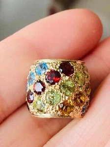 14kt solid yellow gold genuine blue topaz garnet amethyst peridot citrine charm - Picture 1 of 7