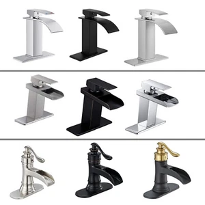 Single Handle Bathroom Vanity Sink Faucet Lavatory Basin Waterfall Mixer Tap - Picture 1 of 141