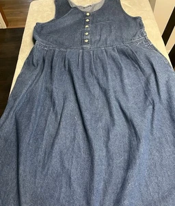 Smocked VTG Long Cottage Saddlebred Denim Dress SZ 18 - Picture 1 of 7