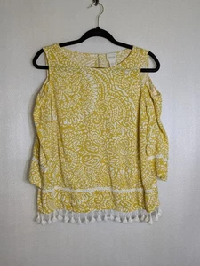 Top Chicos spalle aperte gialle nappe taglia 2 Petite - Foto 1 di 5