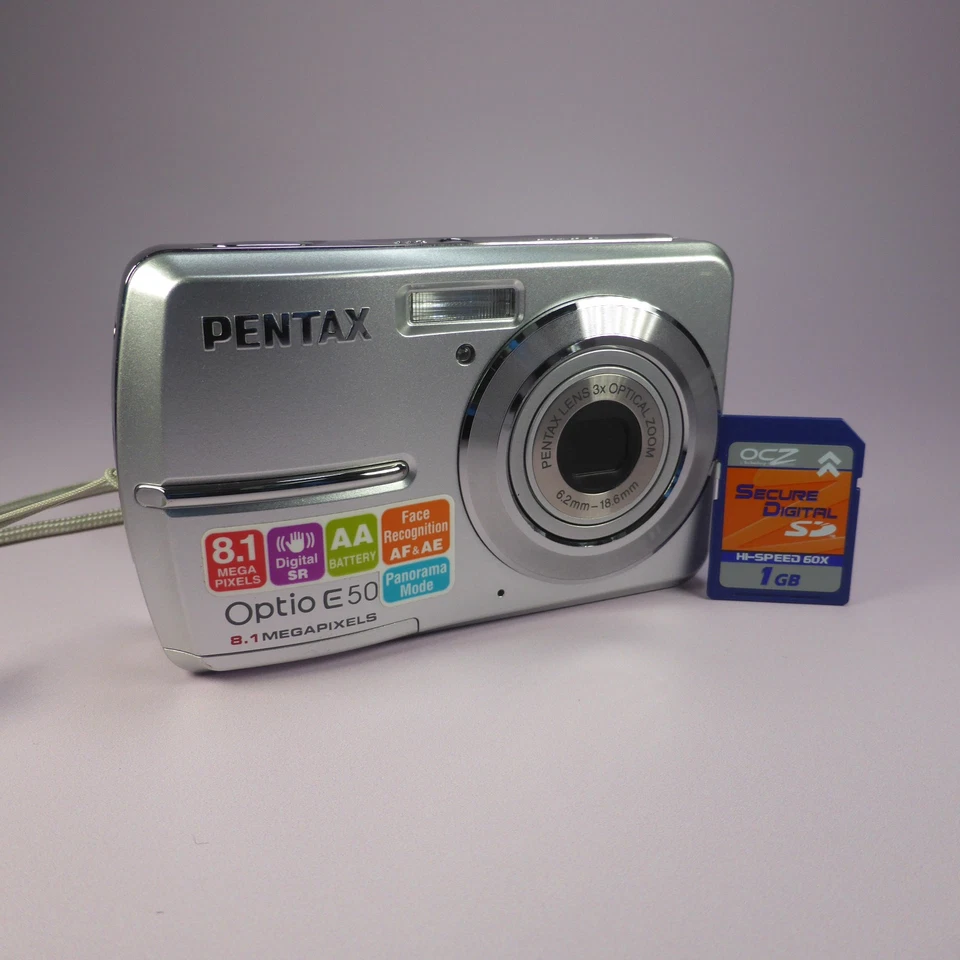 Pentax Optio E50 8.1MP Compact Digital Camera Silver Tested - Image 1 of 4