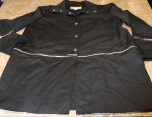 Giacca Michael Kors donna grande moto trench cappotto lungo zip bottoni a pressione chic