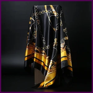 Bufanda de seda cuadrada 90*90 cm para mujer chal estampado satinado hiyab mujer marca de lujo - Imagen 1 de 40