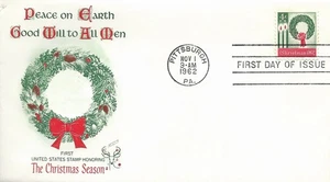 FDC 1205 - 4¢ Wreath and Candle - 11/1/1962 - Pittsburgh, PA - Fleetwood - Picture 1 of 1
