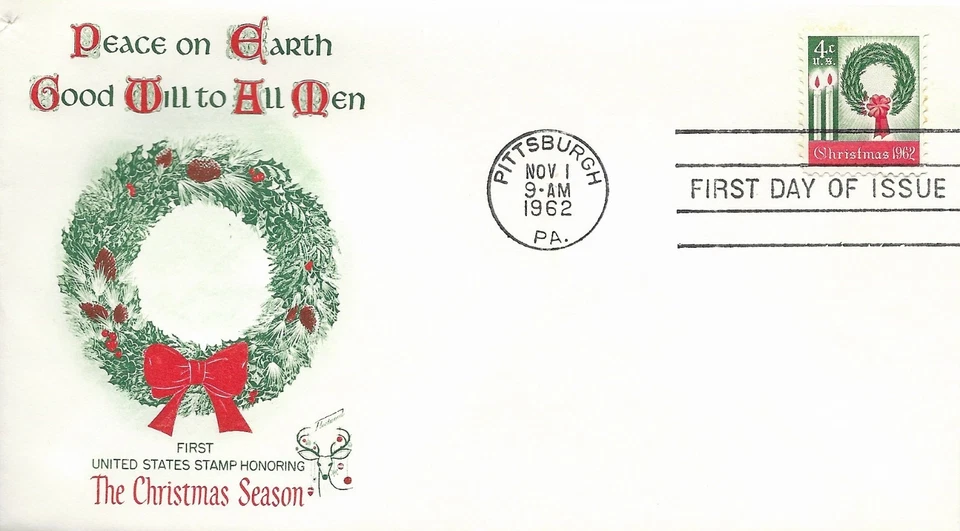 FDC 1205 - 4¢ Wreath and Candle - 11/1/1962 - Pittsburgh, PA - Fleetwood - Image 1 of 1