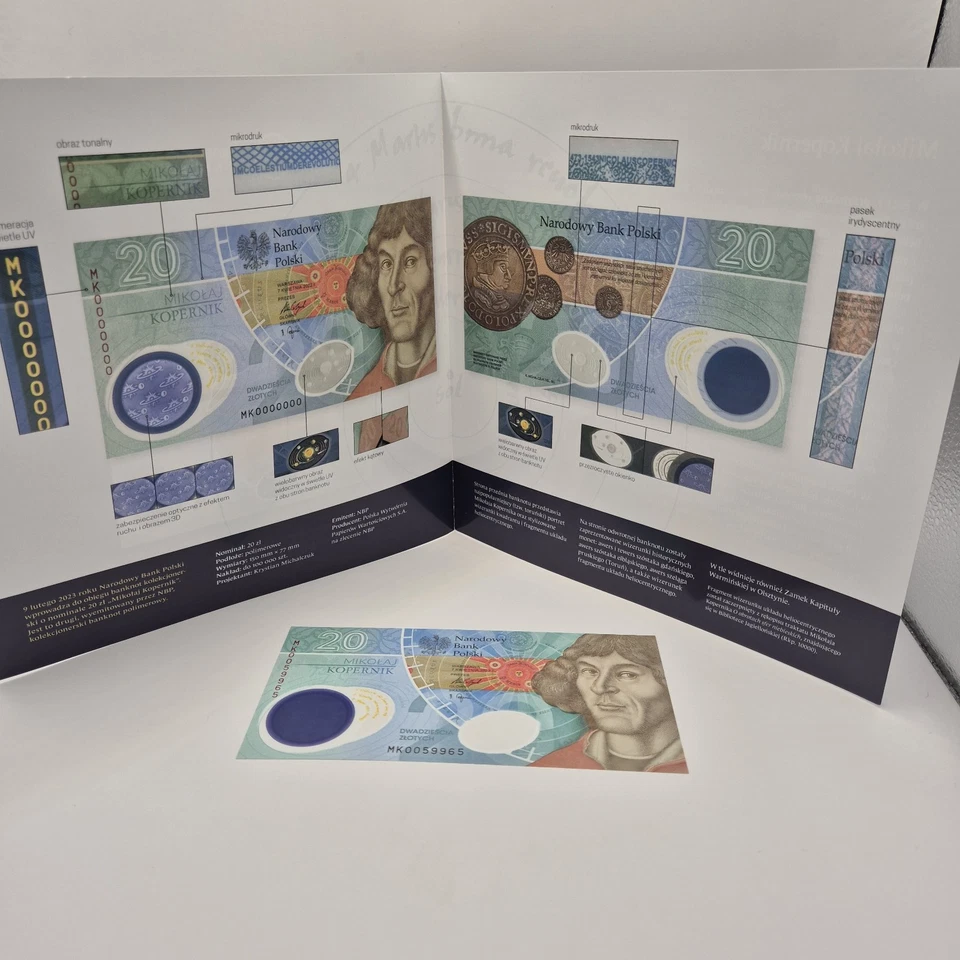 Billete Coleccionista Polaco 20 Zlotych Conmemorativo UNC 2023 Nicolás Copérnico Foto 1 de 4