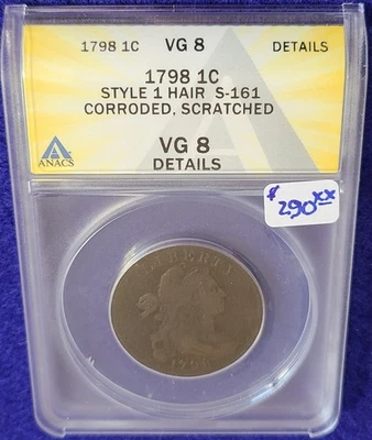 1798 Draped Bust Large Cent S-161 VG8 - Image 1 of 2