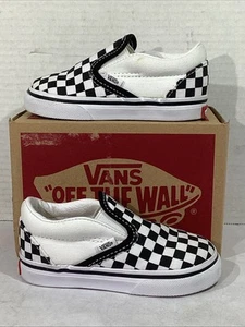 Vans Toddler Size 6 EU 22 Black Checkerboard Classic Slip-on Shoes AJ-1479 - Picture 1 of 9