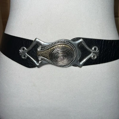 CHICO’S Medallion 滑动皮带黑色真皮 S/M 码 — 第 1/4 张图片