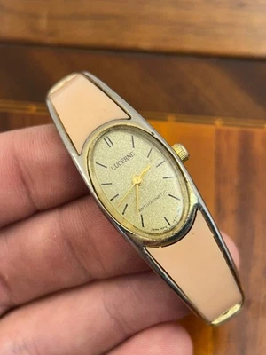 Vintage Relógio Feminino Lucerna Rosa Corda Mostrador Glitter 19mm Corrida - Imagem 1 de 4