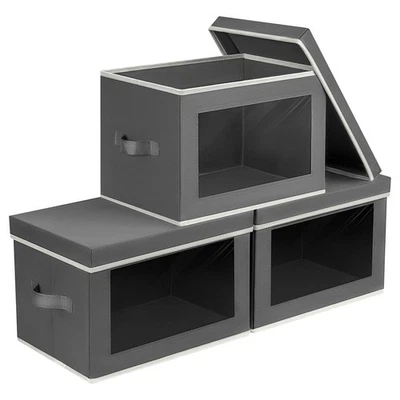 Contenedores de almacenamiento con tapas - Cajas de almacenamiento de tela con tapas, almacenamiento plegable... Foto 1 de 4