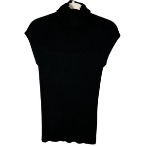 Maglione blusa Elliot Lauren nero a costine collo alto senza maniche donna media - Foto 1 di 5