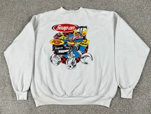 Vintage Snap-On Tools Sweatshirt Men 2XL White Pullover Crewneck Racing Team 90s - Picture 1 of 12