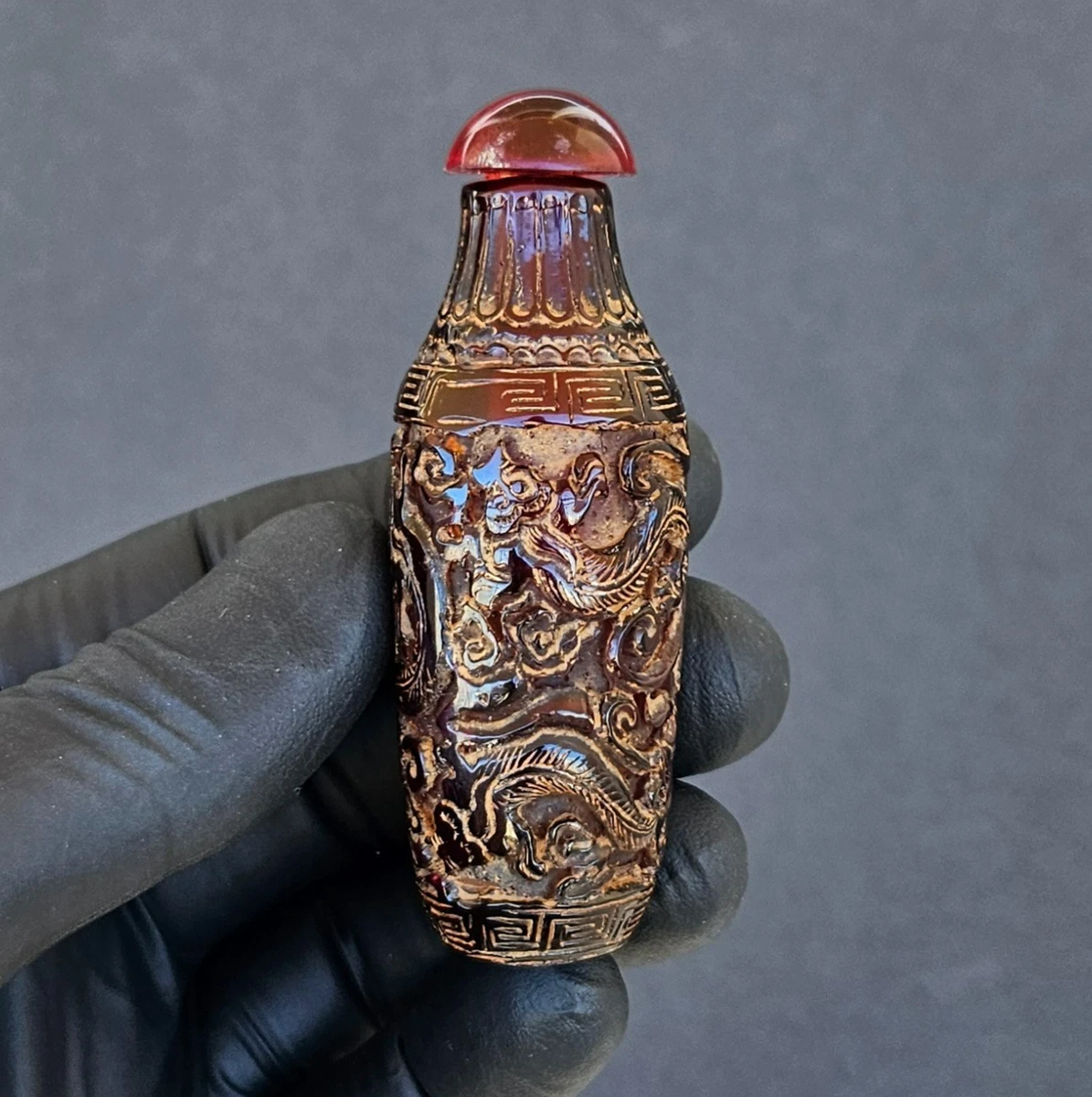 琥珀主要古董中国鼻烟壶| eBay