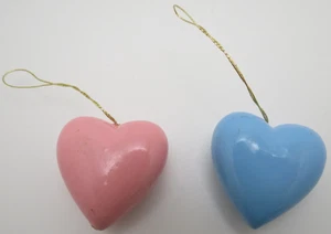 Midwest Importers of Cannon Falls Inc? Pair Pink & Blue Heart Hanging Ornaments - Picture 1 of 6