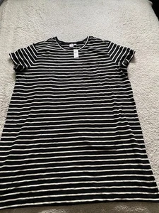 Gap Women Striped Short Sleeve Crew Neck Mini Shirt Dress Black & White Size XXL - Picture 1 of 11
