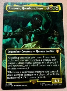 MTG Lord of the Rings Commander #492 Aragorn Hornburg Hero Mythic Borderless - Picture 1 of 2