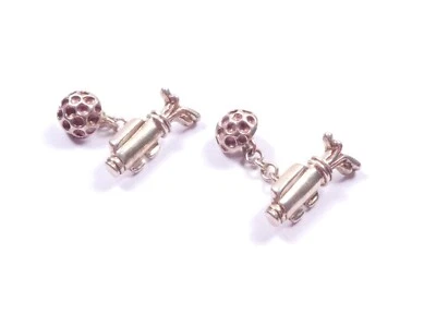 Gemelos de golf de plata de ley 925 pelota de golf y carrito sólido para caballeros 11,1 g Foto 1 de 4