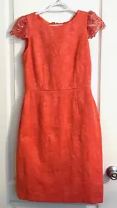 ALEX MARIE Dark Coral Brocade Jacquard Lined Sheath Dress Sz 4 - Picture 1 of 3