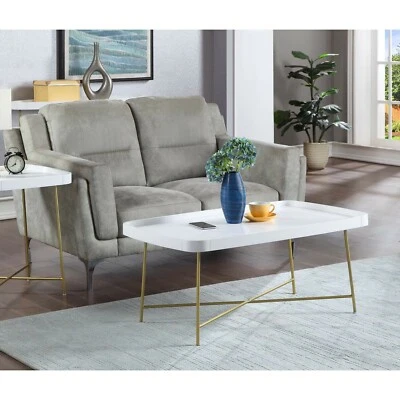 Convenience Concepts Lunar Coffee Table,White / Gold - Изображение 1 из 4
