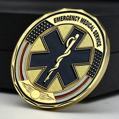 紧急医疗服务挑战硬币美国EMS镀金纪念奖章 — 第 1/4 张图片