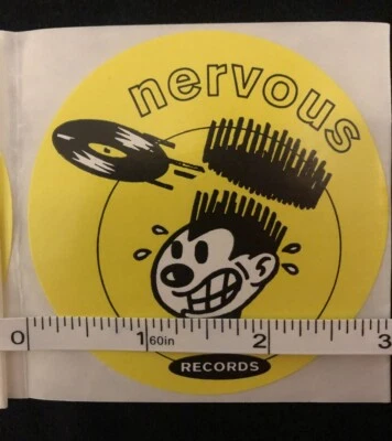 Authentic Promo NERVOUS RECORDS NYC (Black and Yellow) Sticker - Image 1 of 2
