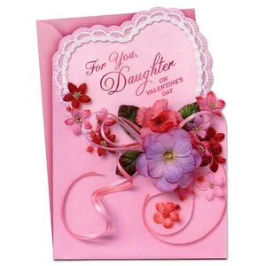 Blumenmuster Vintage VALENTINSTAGSKARTE FÜR TOCHTER, Blumen von Hallmark + Umschlag - Bild 1 von 5