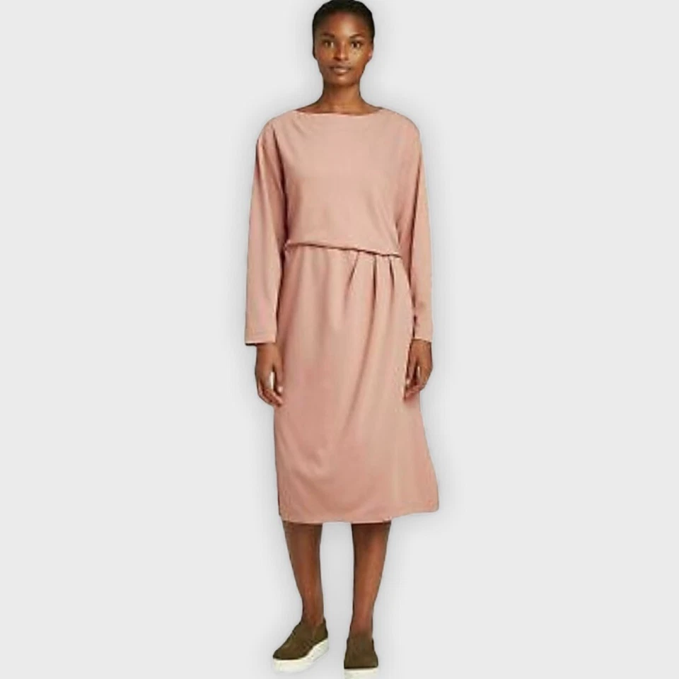Prologue Women's Long Sleeve Boat Neck Knit Midi Dress Mauve Size Medium