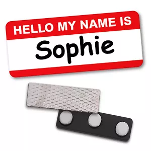 Hello My Name Is Badge Pharmacy Nurse Midwife Doctor Red Name Tag Magnet Pin SMN - Picture 1 of 6