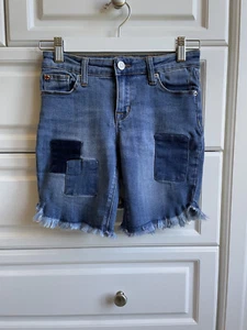 Hudson Shorts Youth Sz 16 Blue Denim Medium Wash Patchwork - Picture 1 of 4