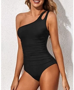 Holipick Size L One Shoulder One Piece Tummy Control Full Coverage Keyhole NWT - Picture 1 of 13