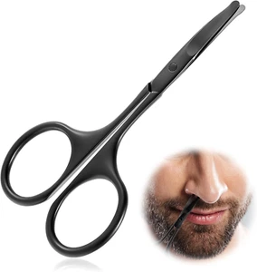 Nose Hair Scissors round Tip, 3.75" Facial Hair Grooming, Curved Safety Blade - Picture 1 of 8