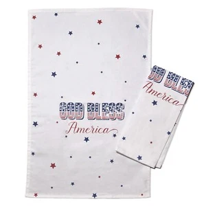 . God Bless America Patriotic Kitchen Towels 2pack 100% Cotton 4th Of July Indep - Picture 1 of 6