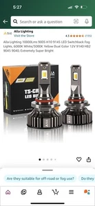 Alla Lighting 10000lms 9005 H10 9145 LED switchback Fog Lights - Picture 1 of 5