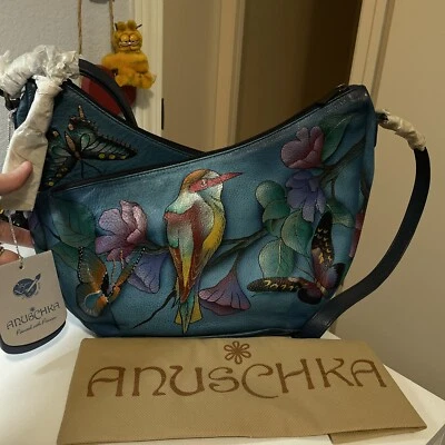 Bandolera convertible cruzada Anuschka Hawaiia Hawaiian Twilight Bird Butterfly Foto 1 de 4