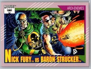 1991 Marvel Arch-Enemies Impel Trading Cards #111 Nick Fury vs Baron Strucker NM - Picture 1 of 2