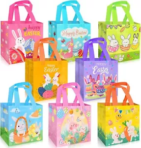 8 PCS Easter Gift Bags, Baskets with Handle, Reusable Goodie Bags for Egg Hunt - Picture 1 of 2