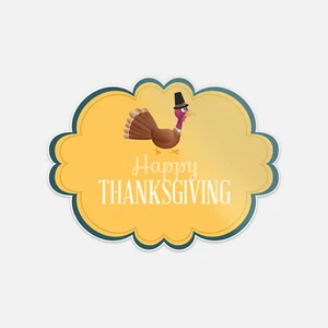Happy Thanksgiving Funny Turkey Emblem Badge Vinyl Sticker Decal - Picture 1 of 1