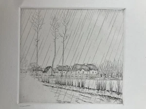 LABOUREUR JEAN EMILE. ORIGINAL WASSERGRAVUR. BRIÈRE VILLAGE. UNIKAT. - Bild 1 von 8