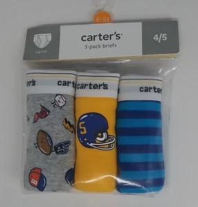 NWT New Carter's 3 Pairs Underwear Boy Briefs Sports  & Stripes Sz 4/5 - Picture 1 of 3