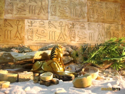 MENTA-MODELLBAU Ägyptische Dekorfliesen,Hieroglyphen Nr. 1 Terrarium, 3 Stk, Rückwand, menmt0001