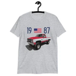 1987 Chevy K10 Silverado Square Body Pickup Truck Owner Gift T-Shirt - Picture 1 of 6