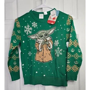 Disney 100 Star Wars Grogu Baby Yoda Mandalorian Sweater- Kid's Size Small - Picture 1 of 4